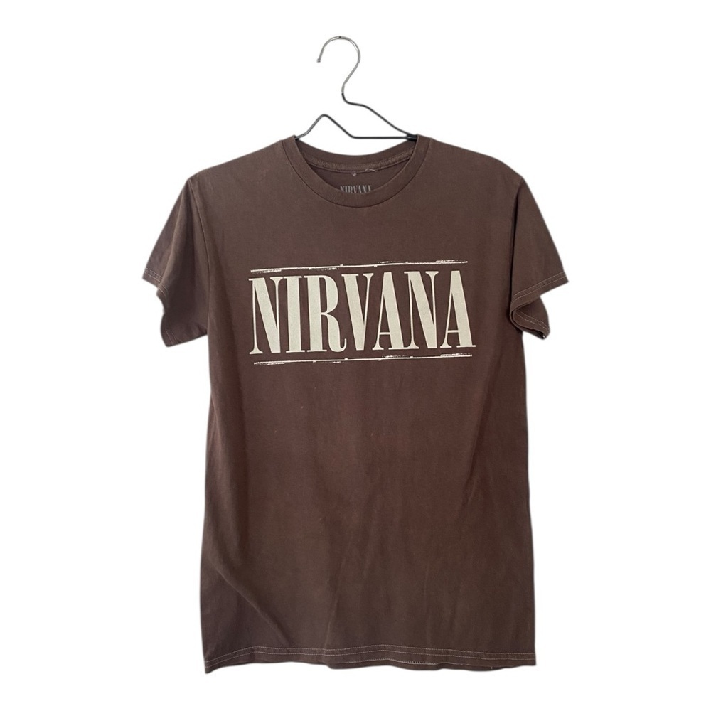 Nirvana Moss Brown Graphic T Shirt 100% Cotton Unisex Short Sleeves Size Large